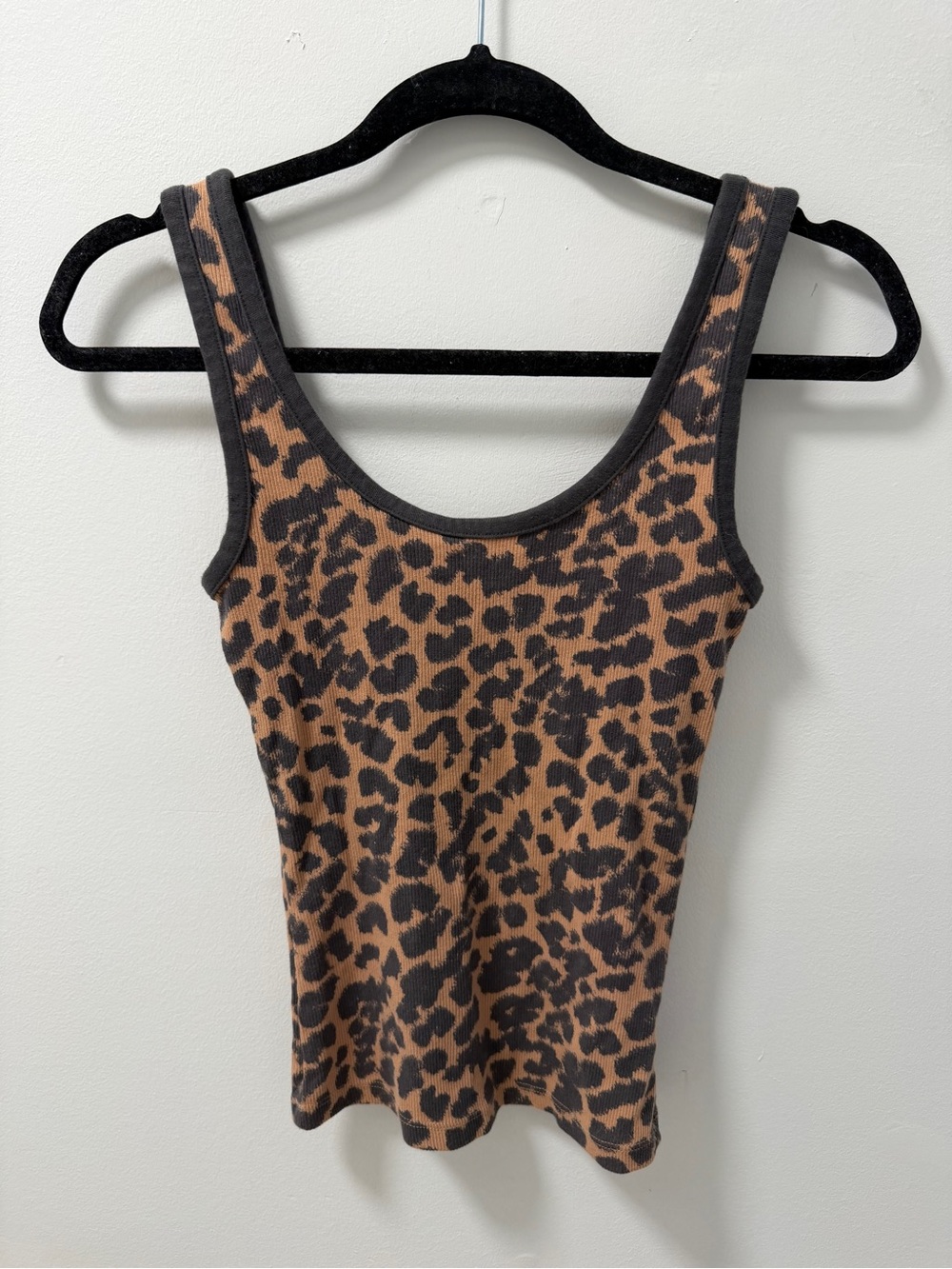 Aerie Leopard Print Scoop Neck Tank Top - Brown/Black